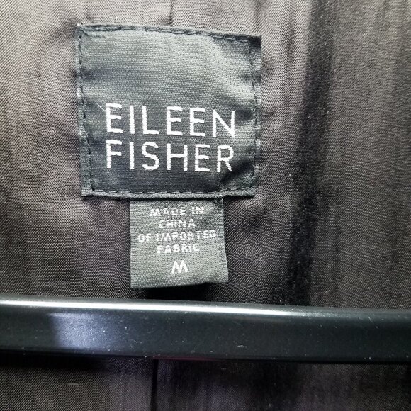 Eileen Fisher Silk Open Front Blazer Jacket M Textured Lined Brown 3/4 Sleeve - Picture 9 of 13
